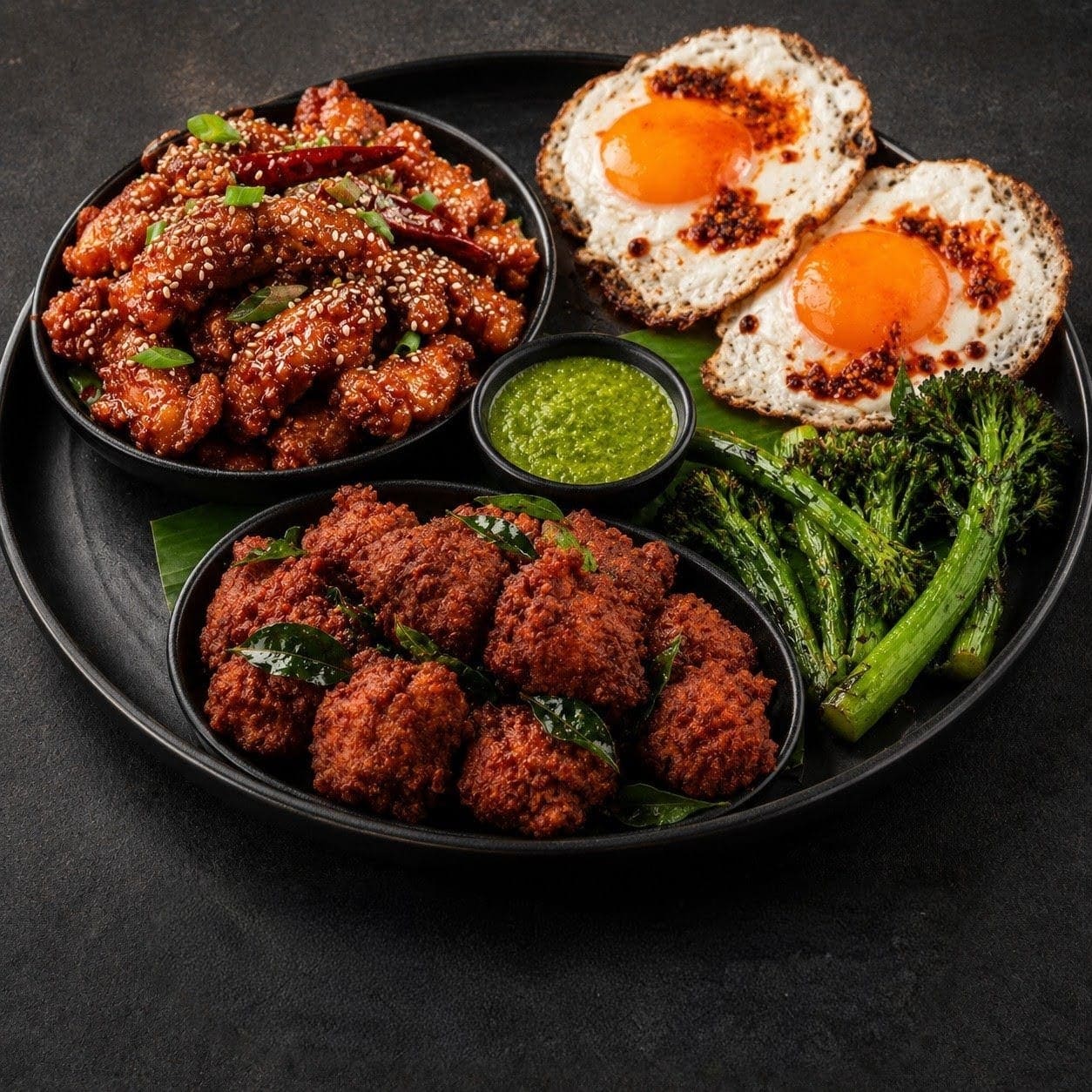 non veg starter combo chicken 65, egg fry (2pc), dragon chicken